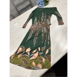 Anthropologie Calla Lily Green Floral Dress